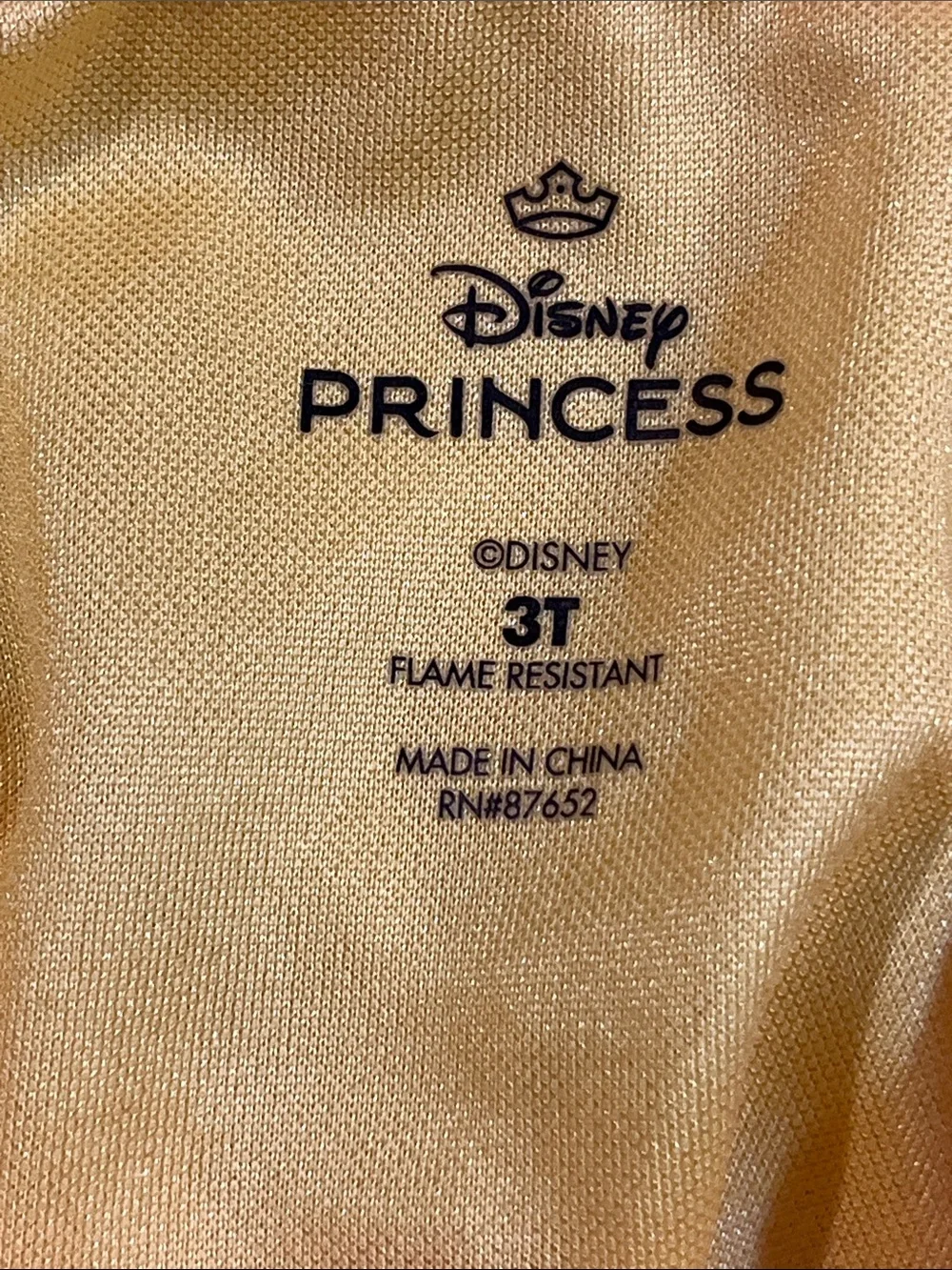 Disney Yellow Belle Sparkle Princess Dress with Pink Trim